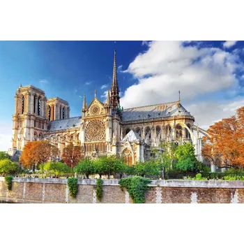 Fototapeta DIMEX | Vliesová fototapeta Pařížská katedrála MS-5-1037 | 375 x 250 cm| zelená, modrá, bílá, béžová, hnědá + Vliesová fototapeta na stěnu DIMEX Pařížská katedrála MS51037 v rozměru 375 x 250 cm + lepidlo zdarma