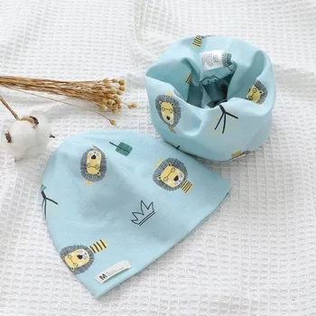 Čepice Set čepice a teplý krční límec - Lev Barva: modrá, Velikost: M (3M-3Y)