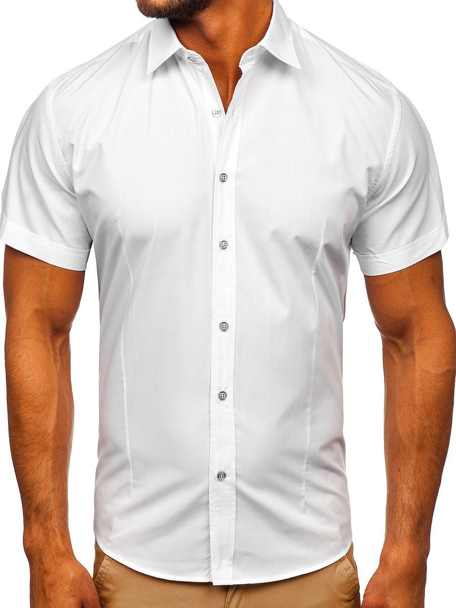 Pánská elegantní košile s krátkým rukávem Bílá Bolf 7501 - 2XL