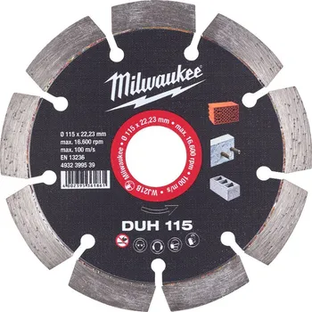 Příslušenství k brusce MILWAUKEE Diamantový kotouč DUH 115 x 22,2 mm