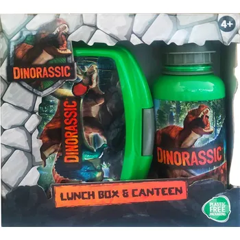 Svačinový box TOYCOMPANY Svačinový set Dinosauři - Box na svačinu a Láhev na pití 400ml - II. jakost Barva: ZELENÁ
