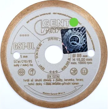 Brusný kotouč Kotouč řezný diamant GENT GST-UL 85mm plný šedývrtání 22,23mm