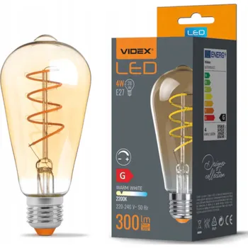 Žárovka VIDEX LED žárovka filament AMBER - E27 - 4W - ST64 - stmívatelná - teplá bílá