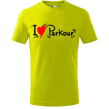 Pánské a dětské tričko I love Parkour limetkové
