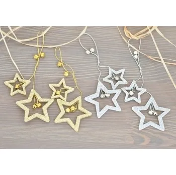 Vánoční dekorace Hvězdičky s rolničkama (110365 015 DEBN0849 hvězda)