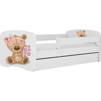 Dětská postel Dětská postel Babydreams méďa s kytičkami bílá, varianta 70x140, bez šuplíků, bez matrace