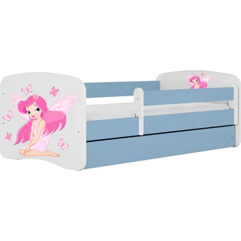 Dětská postel Dětská postel Babydreams víla s motýlky modrá, varianta 70x140, se šuplíky, s matrací