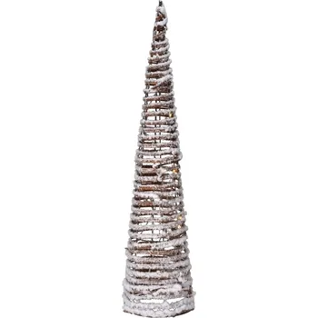 Vánoční dekorace Svítící ratanový kužel 60 cm, 15 LED, hnědý