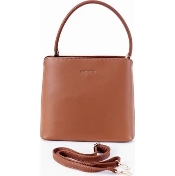 Středně velká tříoddílová hnědá kabelka do ruky David Jones 6840-2