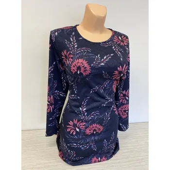 Dámský svetr Modrý pulovr s květy BLARIKA, Barva Modrá, Velikost 38 - na zakázku, Materiál 89% Pes 7% Sp 4% Vs