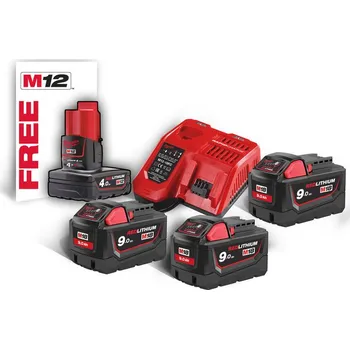 MILWAUKEE Sada akumulátorů a nabíječky M18 NRG-903, 3x9.0Ah