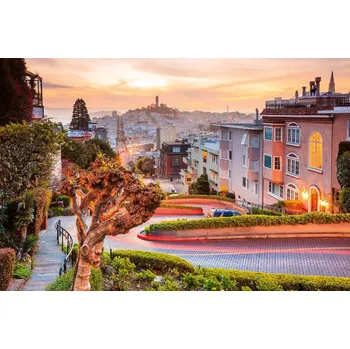 Fototapeta DIMEX | Vliesová fototapeta San Francisco východ slunce MS-5-2985 | 375 x 250 cm | zelená, červená, bílá, oranžová + Vliesová fototapeta na stěnu DIMEX San Francisco východ slunce MS52985 v rozměru 375 x 250 cm + lepidlo zdarma