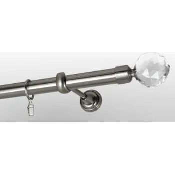 Garnýž Kovová garnýž Efekt-nerezová ocel Ø 25 mm - koncovka Crystal Gula tyč hladká