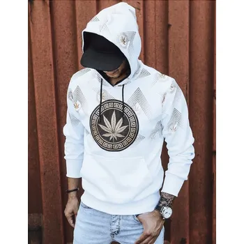 Pánská mikina Dstreet Bílá pánská mikina s kapucí a potiskem BX5315 XL