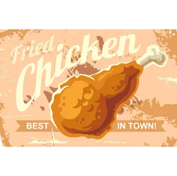 Fototapeta DIMEX | Vliesová fototapeta Smažené kuře retro MS-5-2092 | 375 x 250 cm| zelená, červená, bílá, černá, oranžová + Vliesová fototapeta na stěnu DIMEX Smažené kuře retro MS52092 v rozměru 375 x 250 cm + lepidlo zdarma