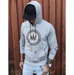 Dstreet Šedá pánská mikina s kapucí a potiskem BX5327 M