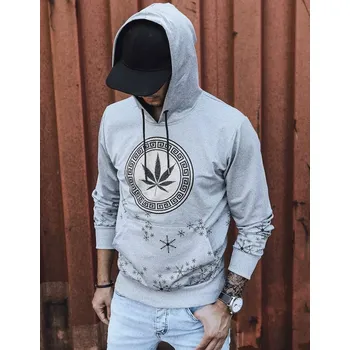 Pánská mikina Dstreet Šedá pánská mikina s kapucí a potiskem BX5327 M