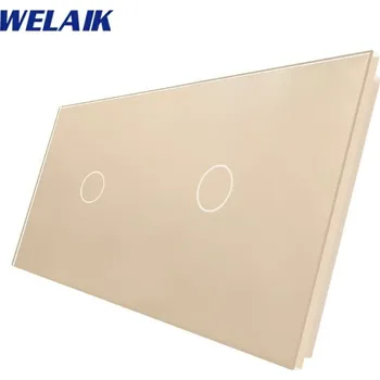 vypínač WELAIK dvojnásobný skleněný panel 1+1 - ivory cream
