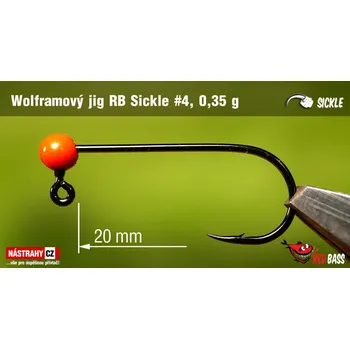 Rybářský háček Wolframový jig RedBass Sickle #4 - 20 mm - #4 - 0,35 g, Red, 5 ks