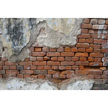 Fototapeta DIMEX | Vliesová fototapeta Oprýskaná cihlová stěna MS-5-2677 | 375 x 250 cm | červená, bílá, oranžová + Vliesová fototapeta na stěnu DIMEX Oprýskaná cihlová stěna MS52677 v rozměru 375 x 250 cm + lepidlo zdarma