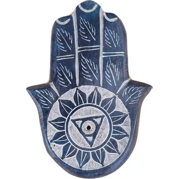 Vonná tyčinka Mramorový stojánek na vonné tyčinky Hamsa, Ruka Fátimy - modrý, Sittar