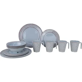 Kempingové nádobí Sada melaminového nádobí Gimex CASA GREY 16 ks