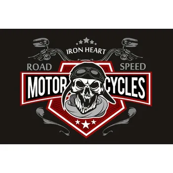 Fototapeta DIMEX | Vliesová fototapeta Retro motorkářská lebka MS-5-2125 | 375 x 250 cm| červená, bílá, černá, šedá + Vliesová fototapeta na stěnu DIMEX Retro motorkářská lebka MS52125 v rozměru 375 x 250 cm + lepidlo zdarma