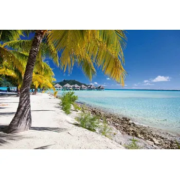 Fototapeta DIMEX | Vliesová fototapeta Pláž na Bora Bora MS-5-3243 | 375 x 250 cm | zelená, modrá, bílá + Vliesová fototapeta na stěnu DIMEX Pláž na Bora Bora MS53243 v rozměru 375 x 250 cm + lepidlo zdarma
