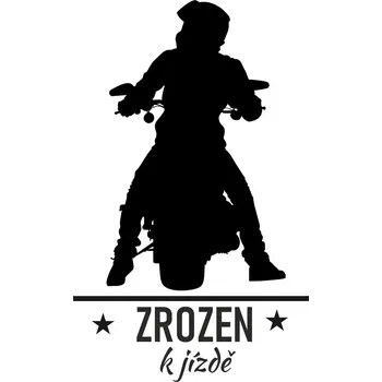 Obraz ZROZEN K JÍZDĚ pískování obrázku (Pískování obrázku na sklo z naší nabídky)