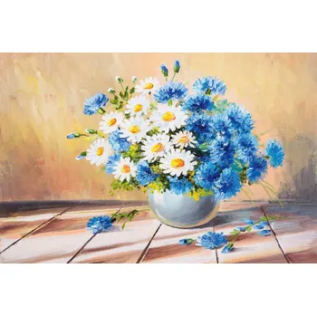 Fototapeta DIMEX | Vliesová fototapeta Malba - Modrá kytice II. MS-5-2004 | 375 x 250 cm| modrá, bílá, hnědá + Vliesová fototapeta na stěnu DIMEX Malba - Modrá kytice II. MS52004 v rozměru 375 x 250 cm + lepidlo zdarma