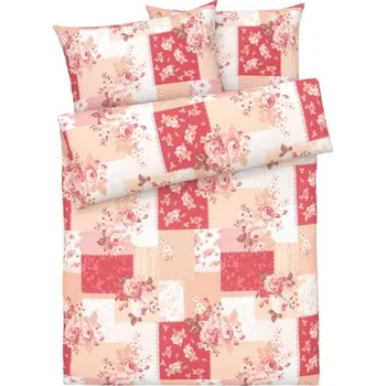 Povlečení KSTL 3-dílné francouzské povlečení 200 x 220 cm, 70 x 90 cm květ/čtver