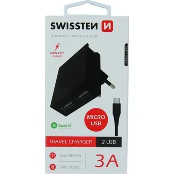 Nabíječka microUSB Dual Smart IC 3A černá