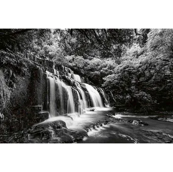 Fototapeta DIMEX | Vliesová fototapeta Kaskády Purakaunui MS-5-3169 | 375 x 250 cm | bílá, černá + Vliesová fototapeta na stěnu DIMEX Kaskády Purakaunui MS53169 v rozměru 375 x 250 cm + lepidlo zdarma