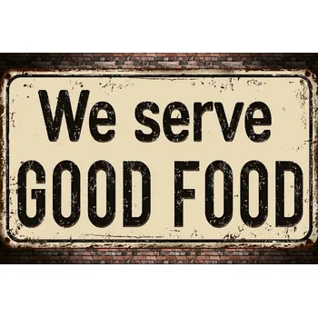 Fototapeta DIMEX | Vliesová fototapeta Cedule - Dobré jídlo MS-5-2064 | 375 x 250 cm| bílá, černá + Vliesová fototapeta na stěnu DIMEX Cedule - Dobré jídlo MS52064 v rozměru 375 x 250 cm + lepidlo zdarma