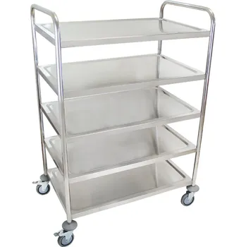 Servírovací stolek Servírovací vozík nerez Beeketal BSW-5 gastro pojízdný 5 polic rozměry 990 x 550 x 1270 mm