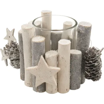 Vánoční dekorace Anděl Přerov Svícen z větviček se skleněným kelímkem 8 cm