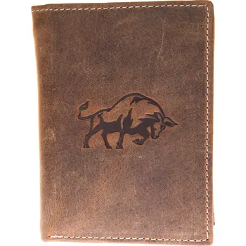 Peněženka Pánská kožená peněženka Born to be Wild s býkem hnědá | KabelkyproVas.cz