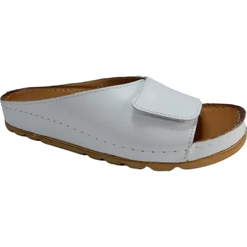 Dámské pantofle S 1819 - 007 zdravotní kožené nazouváky v bílé barvě 37