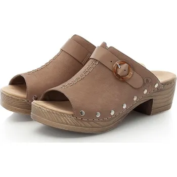 Dámské pantofle Dámské kožené pantofle V6897-62 Rieker béžové Barva: beige, Velikost: 42