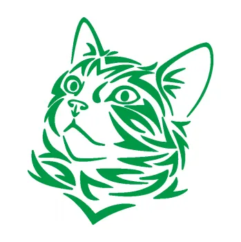 Samolepící dekorace Kočka 028 levá hlavička (12 - zelená) SAMOLEPKA NA AUTO, NÁLEPKA, FÓLIE, POLEP, TUNING, VLASTNÍ TEXT, TISK, AUTOSAMOLEPKY.cz, POLEPY, OBRÁZEK, LOGO, 3D STICKERS