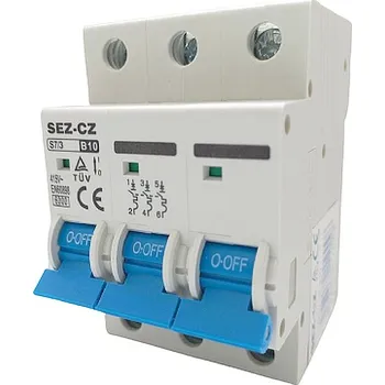 Jistič SEZ S73-B10 Jistič třípólový charakteristika B, 10A, 6kA (SEZ S7-3P-B10)