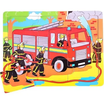 Puzzle Bigjigs Toys Dřevěné puzzle hasiči 9 dílků