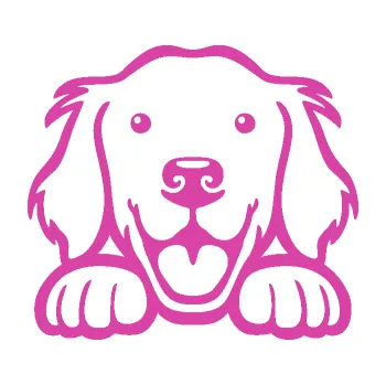 Polep vozidla Pes 175 levá hlavička vykukuje (16 - růžová) SAMOLEPKA NA AUTO, NÁLEPKA, FÓLIE, POLEP, TUNING, VLASTNÍ TEXT, TISK, AUTOSAMOLEPKY.cz, POLEPY, OBRÁZEK, LOGO, 3D STICKERS