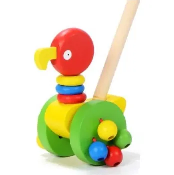 Dřevěná hračka KIK KX7277_3 Dřevěný papoušek na tyči