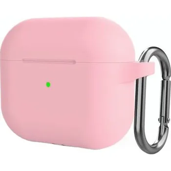 Pouzdro na mobilní telefon Silikonový ochranný obal s karabinou pro AirPods 3 - růžový