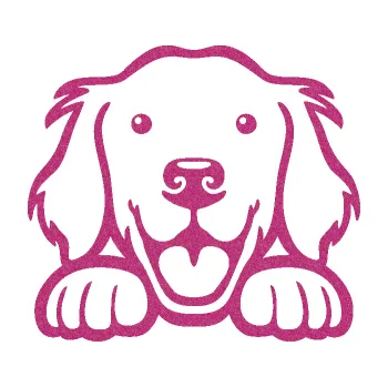 Polep vozidla SAMOLEPKA Pes 175 levá hlavička vykukuje (90 - Ultra Metalic růžová) NA AUTO, NÁLEPKA, FÓLIE, POLEP, TUNING, VLASTNÍ TEXT, TISK, AUTOSAMOLEPKY.cz, POLEPY, OBRÁZEK, LOGO, SAMOLEPKY