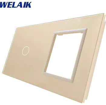 Elektrická zásuvka WELAIK dvojnásobný skleněný panel 1+zás- ivory creme