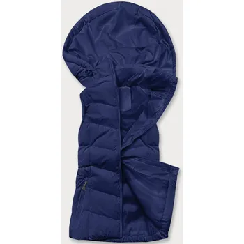 Tmavě modrá péřová dámská vesta s kapucí (5M720-215) odstíny modré S (36)