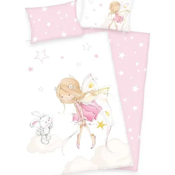 Povlečení Herding Malá víla flanelové 100 x 135, 40 x 60 cm knoflíky, hotelový uzávěr