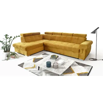 Sedací souprava Rozkládací rohová sedačka AMORIS žlutá